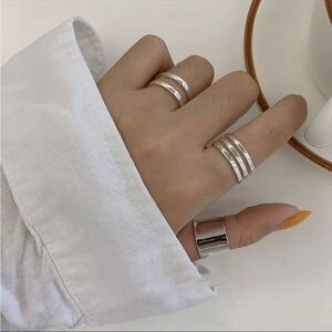 #39 Set of 3 925 Sterling Silver Open Adjustable Rings
